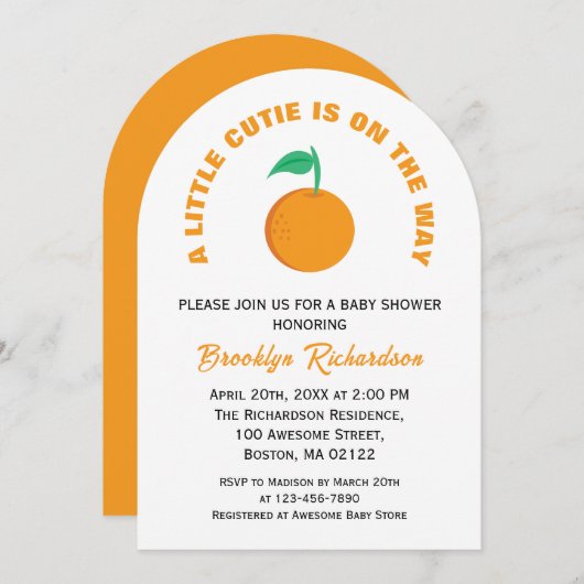 小さなかわいこちゃん男女兼用の赤ちゃんシャワー 招待状 (正面/裏面)