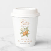 小さなかわいこちゃん男女兼用オレンジ色の赤ちゃんシャワー 紙コップ (正面)