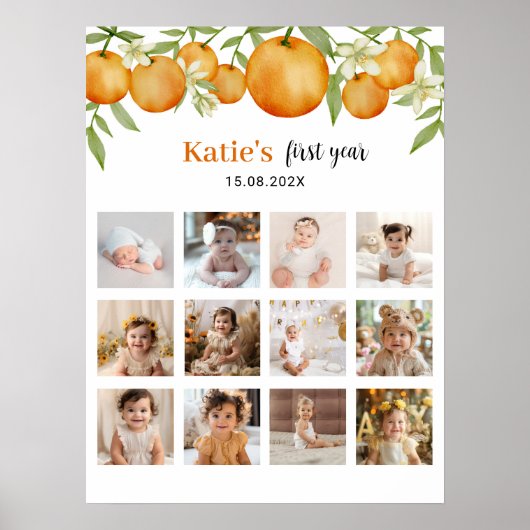 小さなかわいこちゃん誕生日12フォトマイルストーンポスター ポスター (正面)
