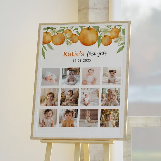 小さなかわいこちゃん誕生日12フォトマイルストーンポスター ポスター