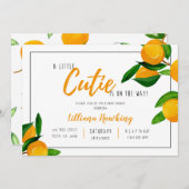 小さなかわいこちゃん赤ちゃんシャワーオレンジ柑橘系テーマ 招待状 (正面/裏面)