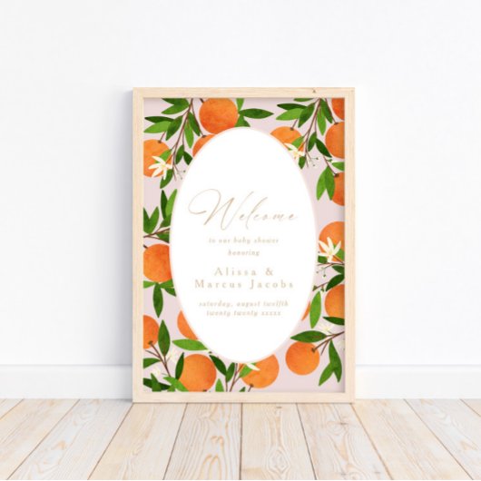 小さなかわいこちゃん |ピンクモダンのウェルカムサインのポスター ポスター