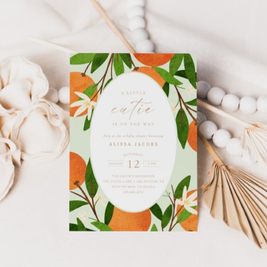 小さなかわいこちゃん |緑モダンの中性赤ちゃんシャワー 招待状