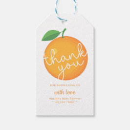 小さなかわいこちゃん、赤ちゃんシャワー、ありがとうラベル、オレンジ ギフトタグ