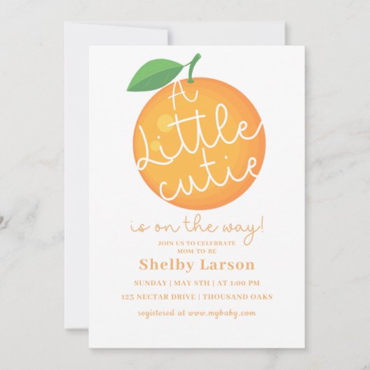 小さなかわいこちゃん、赤ん坊のシャワー男女兼用。 招待状 (正面)