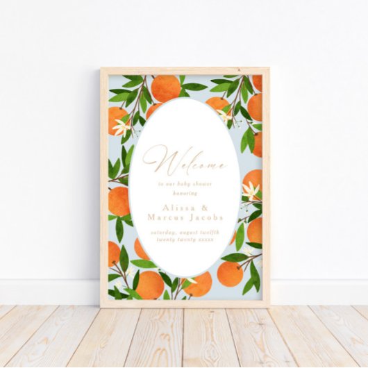 小さなかわいこちゃん |青いモダン歓迎の看板ポスター ポスター