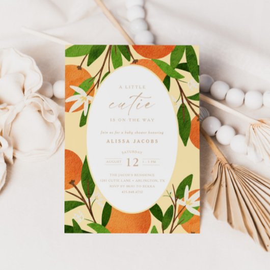 小さなかわいこちゃん |黄モダン色ニュートラルベビーシャワー 招待状