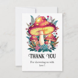 小さなかわいらしキノコの赤ちゃんシャワー サンキューカード