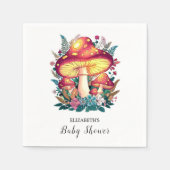 小さなかわいらしキノコの赤ちゃんシャワー スタンダードカクテルナプキン (正面)