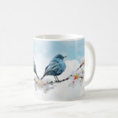 小さなかわいらしブルーバード コーヒーマグカップ (正面右)