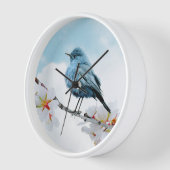 小さなかわいらしブルーバード 壁時計 (傾斜)