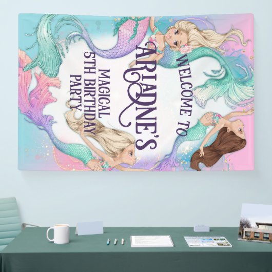 小さなかわいらし人魚の旗 横断幕 (トレードショー)