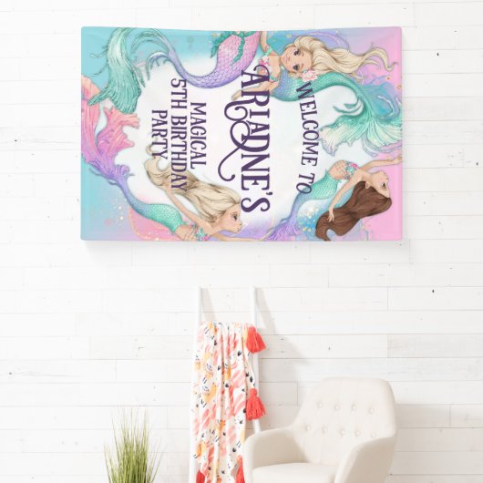 小さなかわいらし人魚の旗 横断幕 (インサイチュ)