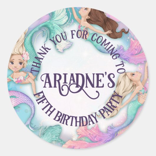 小さなかわいらし人魚シール ラウンドシール (正面)