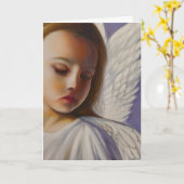 小さなかわいらし天使の子供 カード (黄色い花)