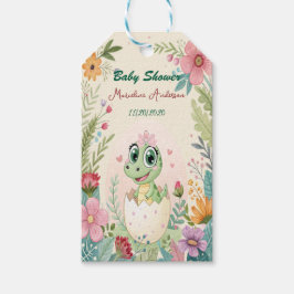 小さなかわいらし恐竜の水彩孵化 ギフトタグ