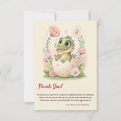 小さなかわいらし恐竜の水彩孵化 サンキューカード (正面)