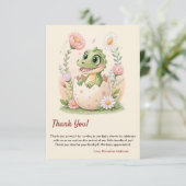 小さなかわいらし恐竜の水彩孵化 サンキューカード (スタンド正面)