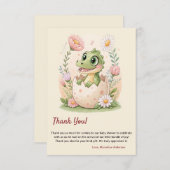 小さなかわいらし恐竜の水彩孵化 サンキューカード (正面/裏面)