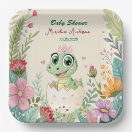 小さなかわいらし恐竜の水彩孵化 ペーパープレート