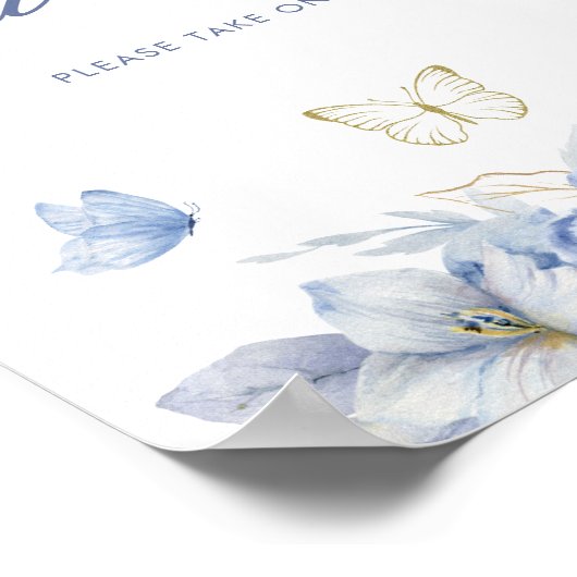 小さなかわいらし蝶の少年の赤ちゃんシャワーの好意 ポスター (角)