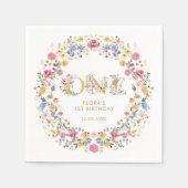小さなかわいらし野草娘1st誕生日パーティー スタンダードカクテルナプキン (正面)