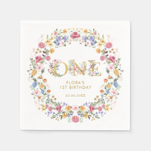 小さなかわいらし野草娘1st誕生日パーティー スタンダードカクテルナプキン