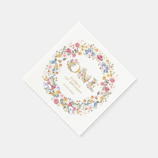 小さなかわいらし野草娘1st誕生日パーティー スタンダードカクテルナプキン (角)