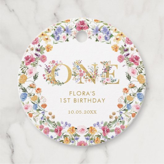 小さなかわいらし野草娘1st誕生日パーティー フェイバータグ (正面)