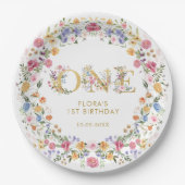 小さなかわいらし野草娘1st誕生日パーティー ペーパープレート (正面)