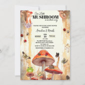 小さなきのこがテーマのかわいいベイビーシャワー 招待状 (正面)