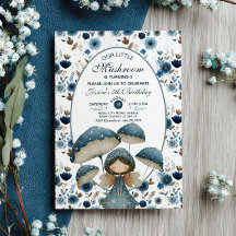 小さなきのこ妖精ブルー子供の誕生日パーティー