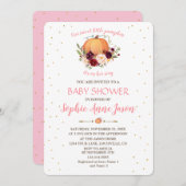 小さなきらめくかぼちゃ感謝与ベビーシャワー 招待状 (正面/裏面)