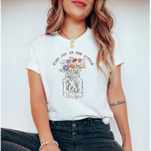 小さなことで喜びを見つけるレトロ野草 Tシャツ