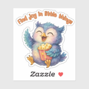 小さなことで喜びを見つける – Owl Sticker シール