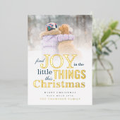 小さなことに喜びを見つける クリスマスのオーバーレイ写真 箔シーズンカード (立ち正面)