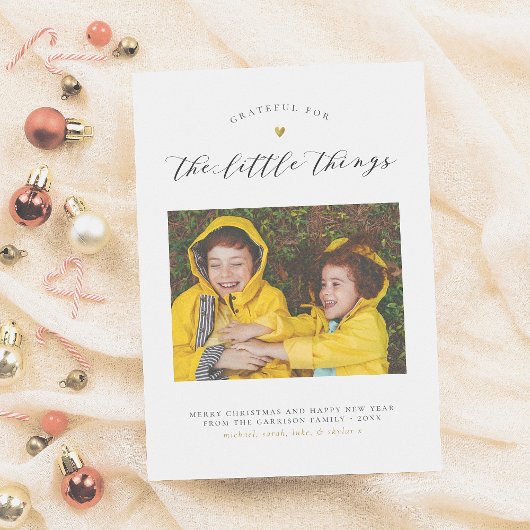 小さなことに感謝 |金ゴールドシンプルハート シーズンカード