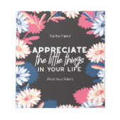 小さなことをありがたく思う引用文 ノートパッド (正面)