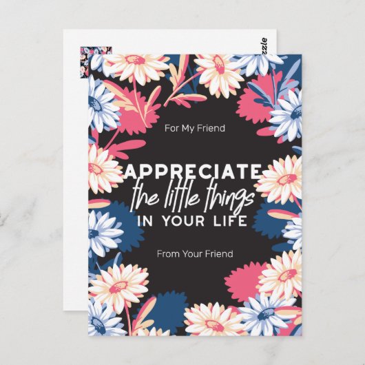 小さなことをありがたく思う引用文 ポストカード (正面/裏面)