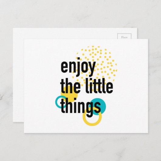 小さなことを楽しむ、トレンディで楽しいデザイン ポストカード (正面/裏面)