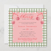 小さなさくらんぼの赤ちゃんシャワー招待状 招待状 (正面)