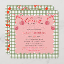 小さなさくらんぼの赤ちゃんシャワー招待状