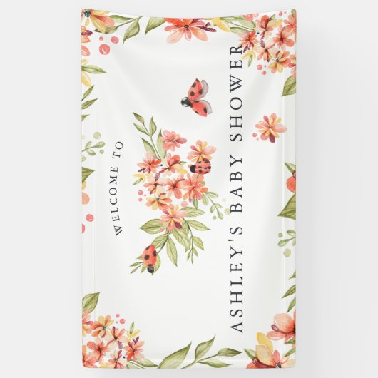 小さなてんとう虫 | ベビーシャワーのウェルカムバナー 横断幕 (縦)