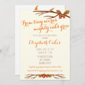 小さなどんぐりの巨大な樫の木から赤ちゃんのシャワー 招待状 (正面/裏面)