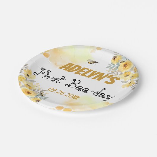 小さなはちみつフローラ水彩ハチ1歳 ペーパープレート (アングル)