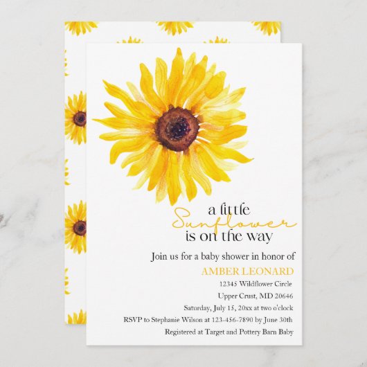 小さなひまわりがやってくるよ 招待状 (正面/裏面)