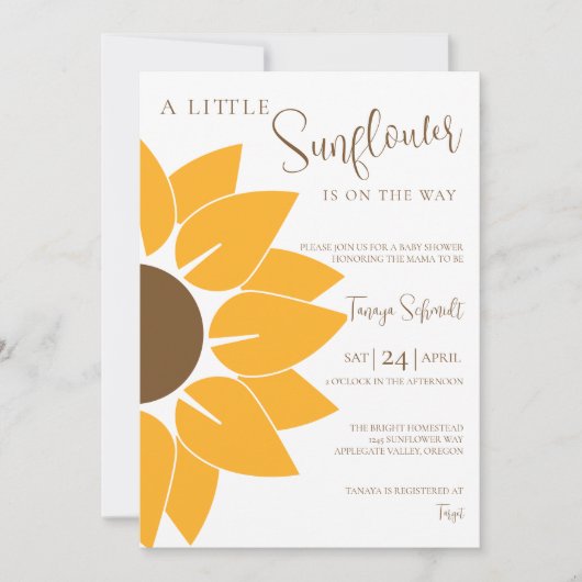小さなひまわりが進んでいる 招待状 (正面)
