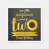 小さなひまわりチョークボード2nd誕生日 スタンダードカクテルナプキン (正面)
