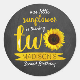 小さなひまわりチョークボード2nd誕生日 ラウンドシール