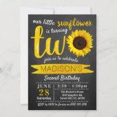 小さなひまわりチョークボード2nd誕生日 招待状 (正面)